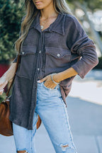 Stitching Casual Loose Single-breasted Mid-length Shirt