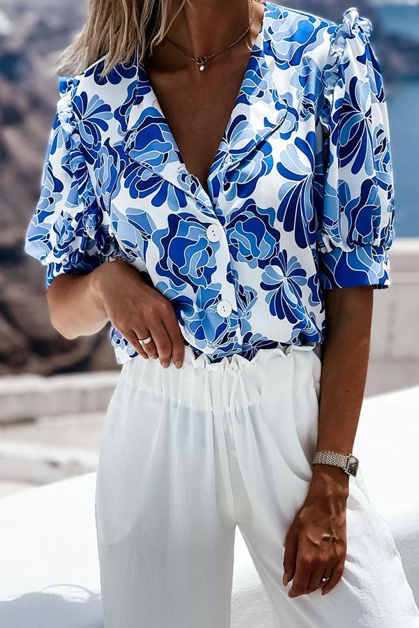 Cute Red Flower Print Shirt