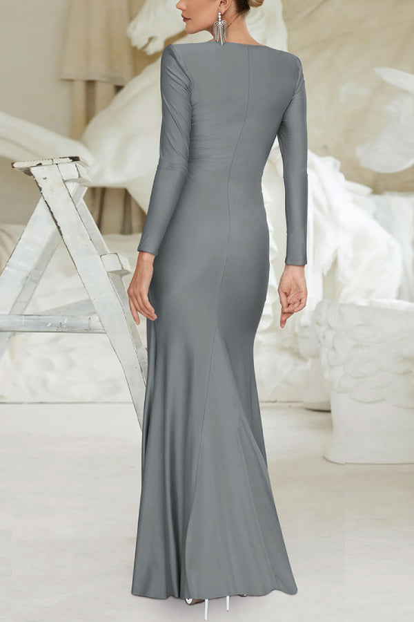 Long Sleeve Twist Front Maxi Dress