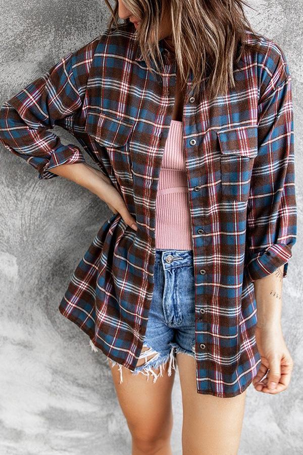 Jadine 90'S Boyfriend Plaid Blouse