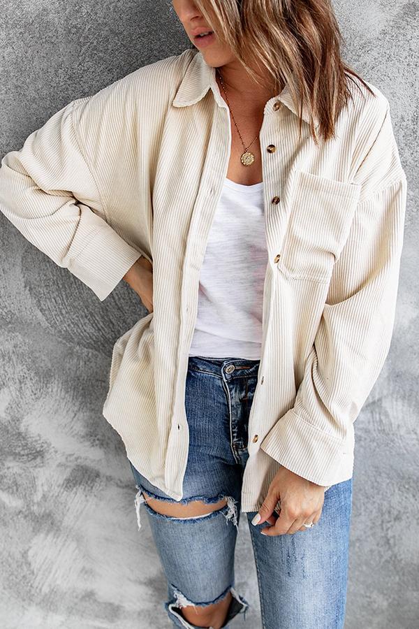 Solid Color Corduroy Shirt