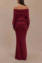 Charlotte Knit Ribbed Waist Fishtail Stretch Maxi Skirt