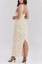 Three-Dimensional Flower Sexy High Waist Slim Fit Dress