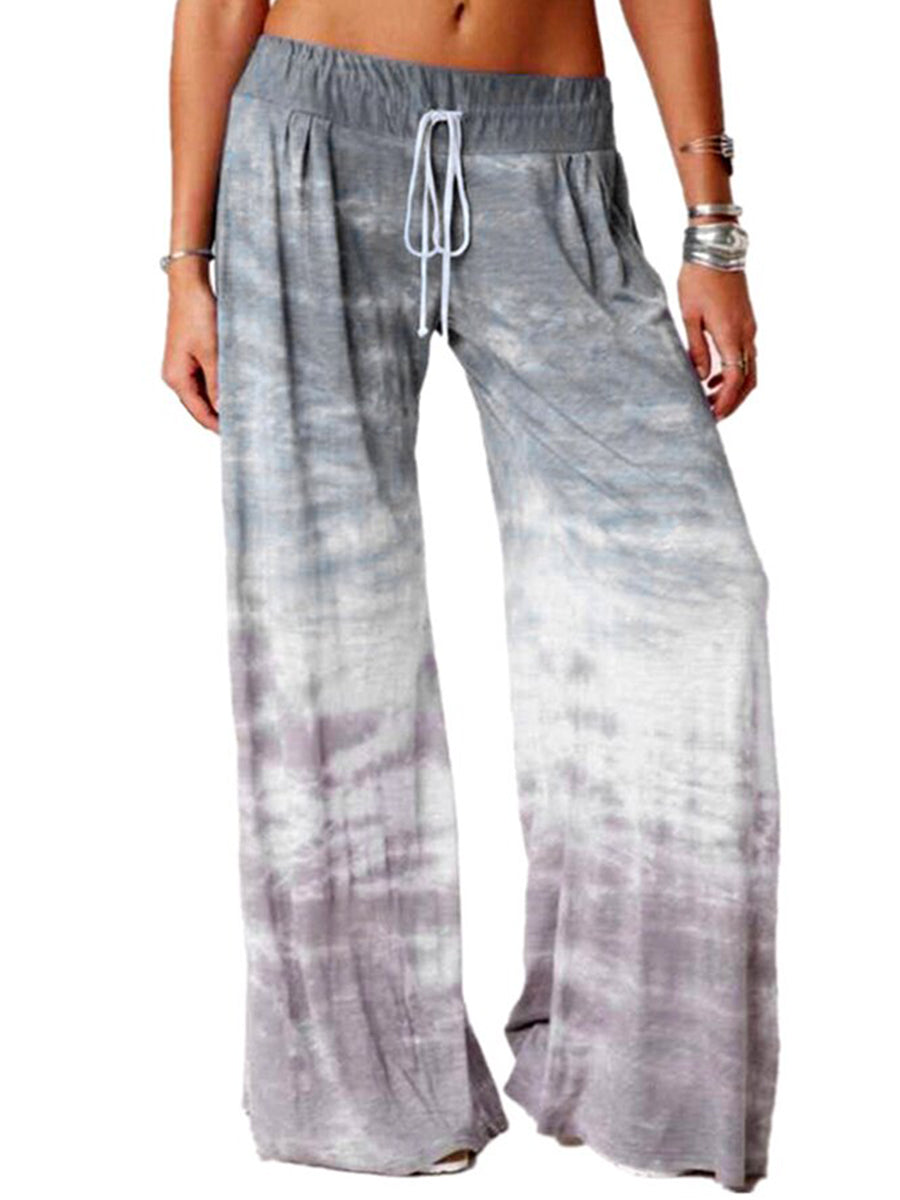 Loose Gradient Printed Yoga Wide Leg Sports Pants