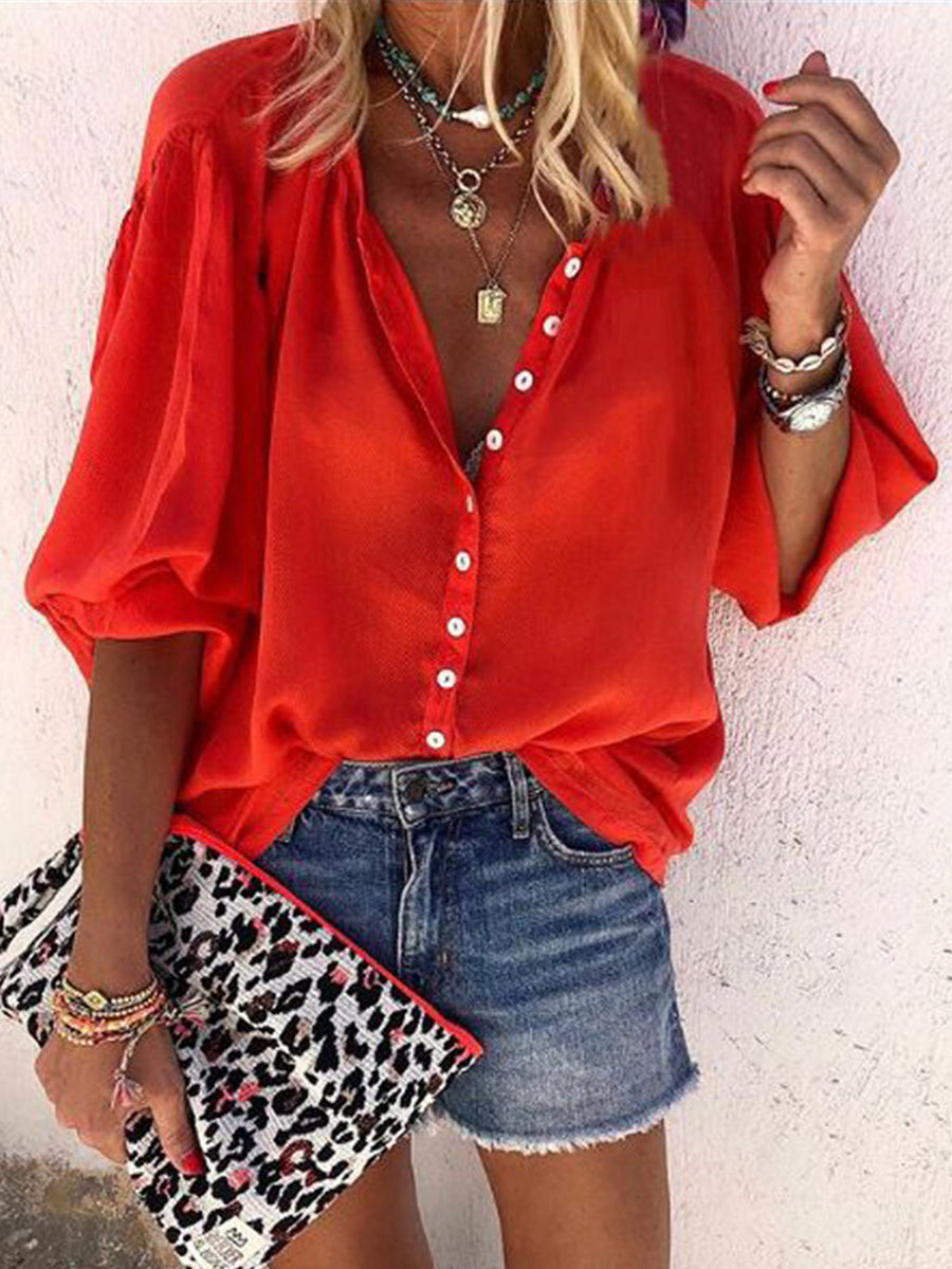 Solid Medium Sleeve Shirt