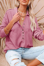 Solid color long-sleeved top