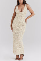 Three-Dimensional Flower Sexy High Waist Slim Fit Dress