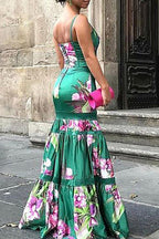 Printed Suspender Dress
