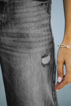 Shayna Chic Waist Ripped Denim Wide Leg Jeans