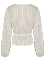 Sexy Waist Tie Long Sleeve Blouses