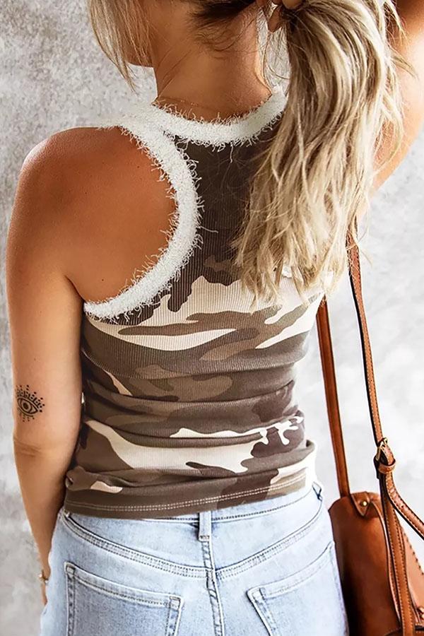 Camo Ribbed Knit Tank