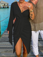 One Shoulder Ruched Irregular Sleeve Party Dress