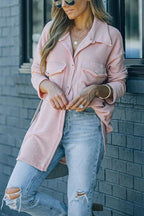 Stitching Casual Loose Single-breasted Mid-length Shirt