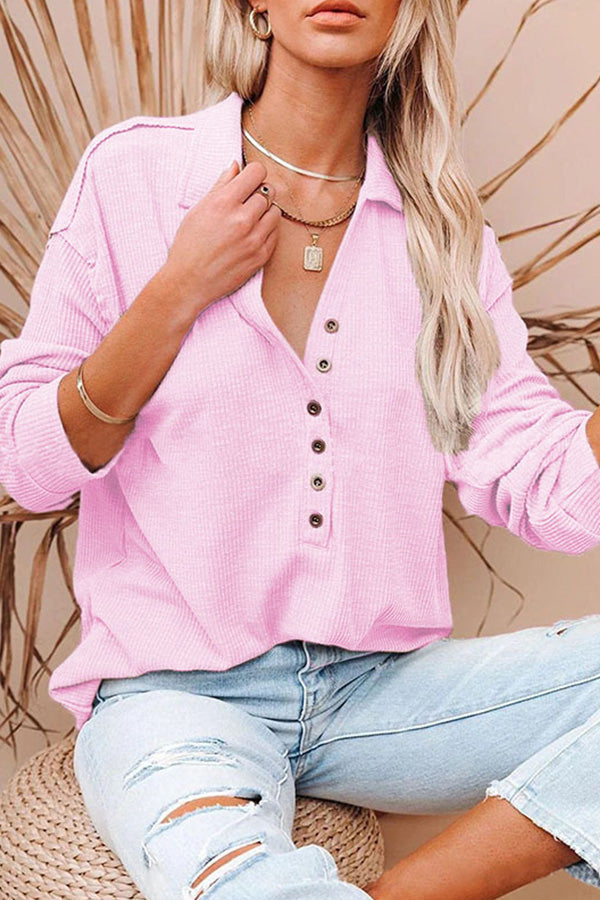 Solid color long-sleeved top