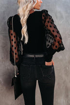 Contrast Polka Dot Sleeve Knit Top