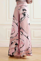 Retro Abstract Floral Print Wide-leg Pants
