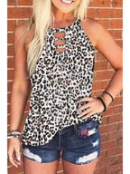 Casual Round Neck Leopard Print Camisole