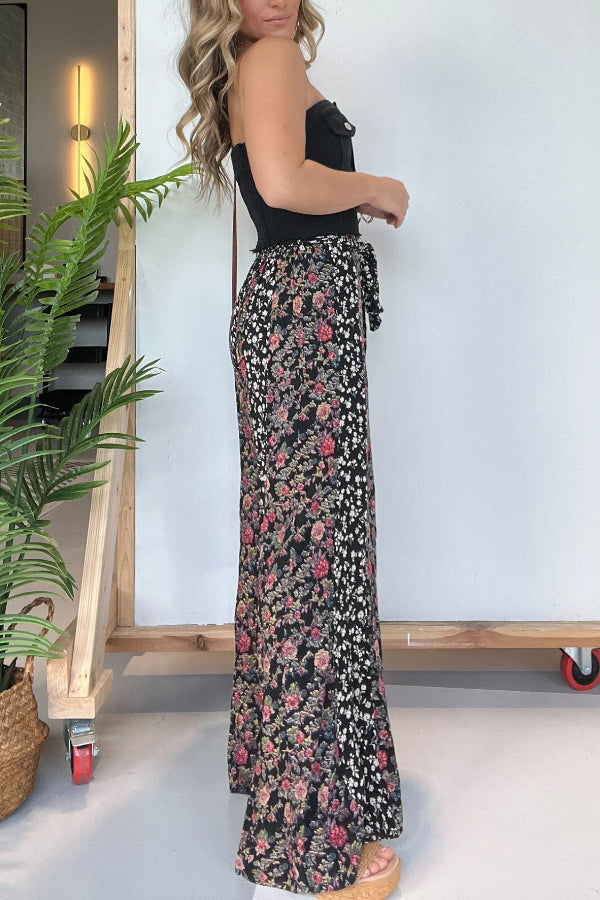 Flower Child Boho Pants Black Multi
