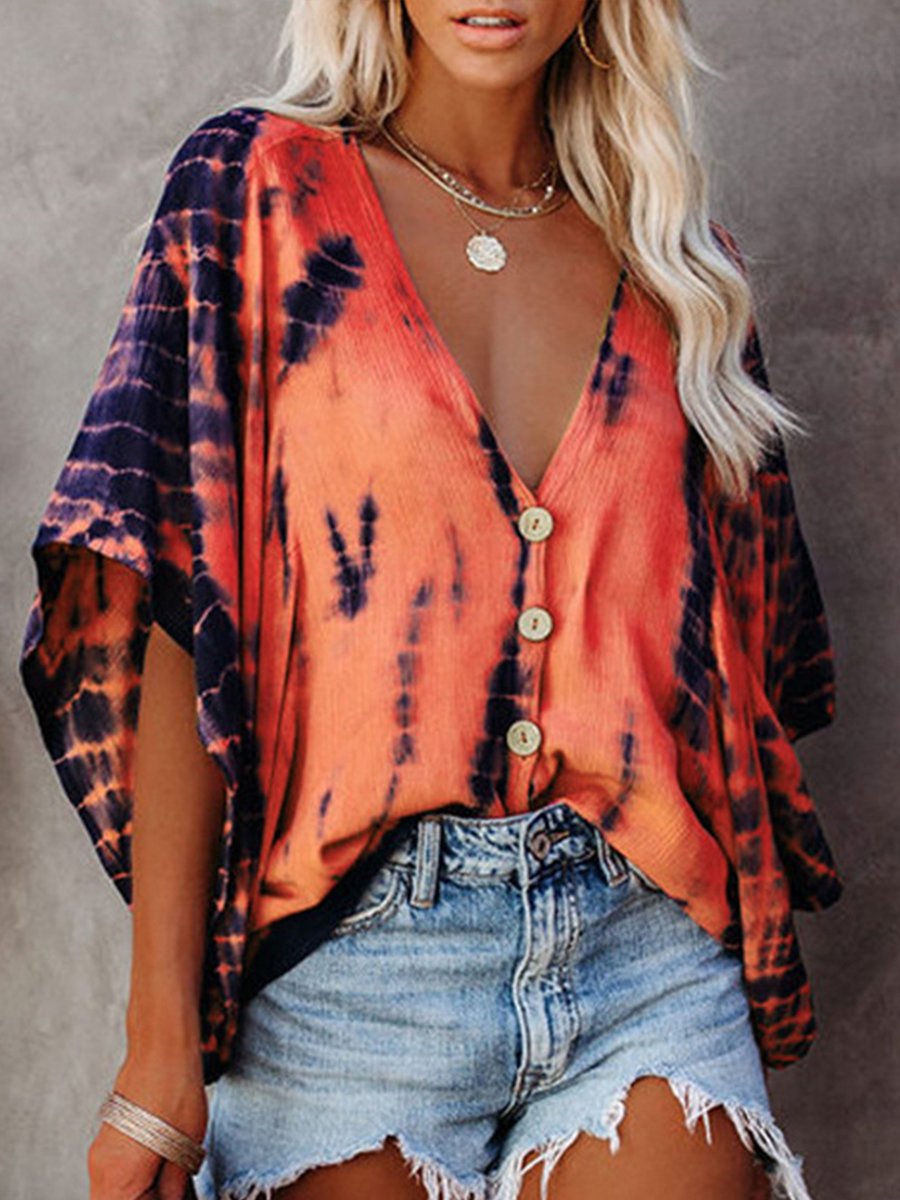 Casual Tie-dyed Top