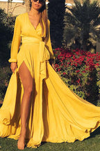 V-Neck Slit Design Sexy Maxi Dress