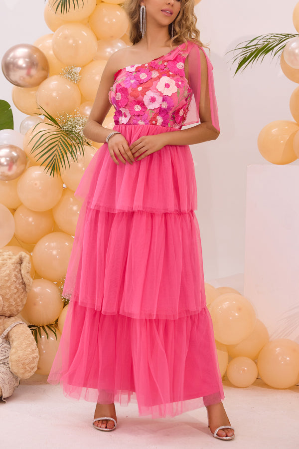 Floral Patch Embroidered Midi Dress
