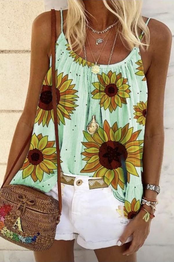 On-trend Sunflower Printed Tank Top (6 Colors)