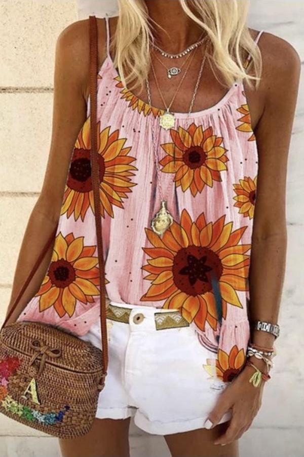 On-trend Sunflower Printed Tank Top (6 Colors)