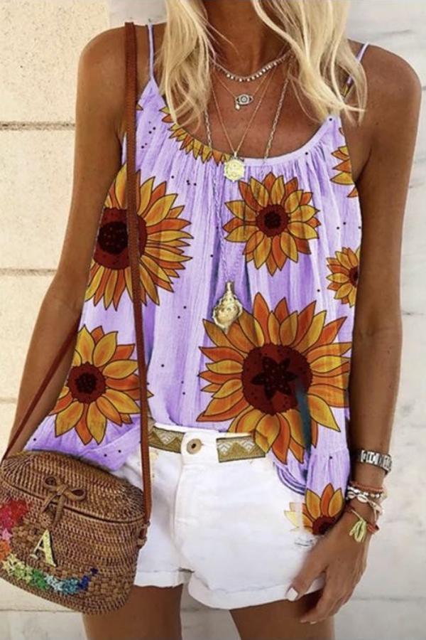 On-trend Sunflower Printed Tank Top (6 Colors)