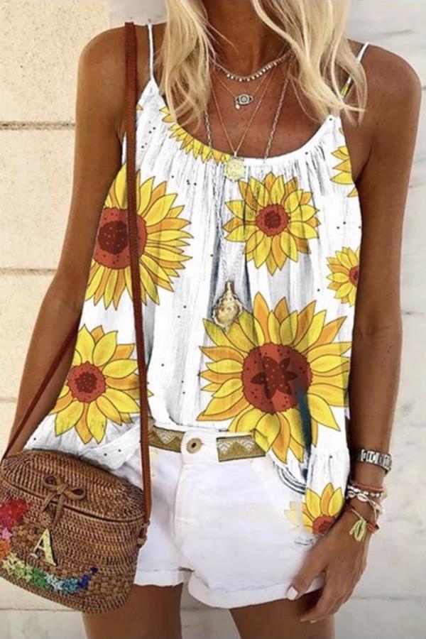 On-trend Sunflower Printed Tank Top (6 Colors)