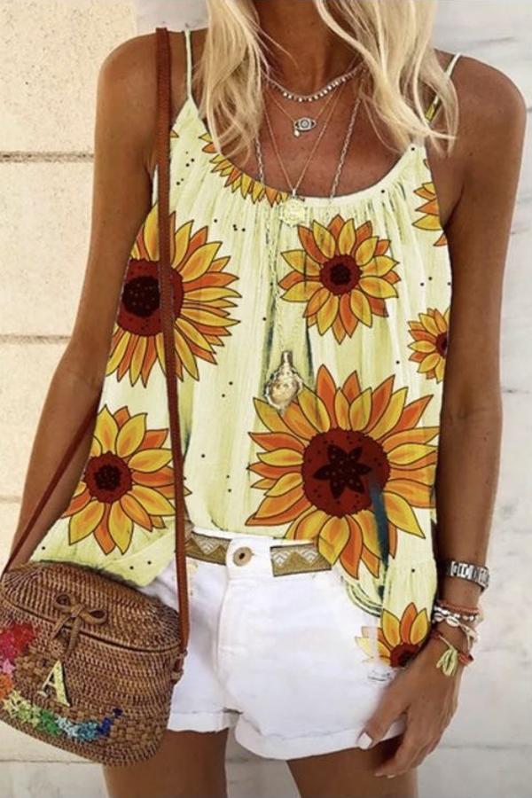 On-trend Sunflower Printed Tank Top (6 Colors)