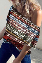 Sexy Sequined Tailored Cutout T-Shirt