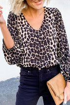 Lantern Sleeve Leopard Print Shirt