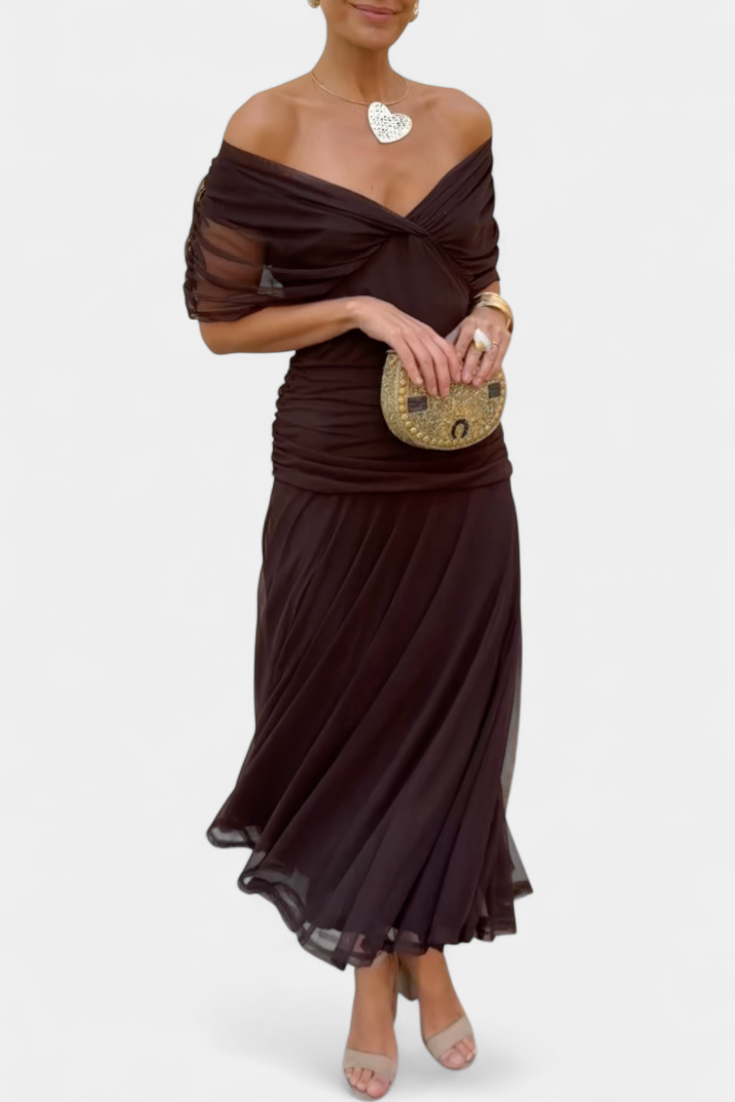 Camille |  Long floral dress with Belly Cover