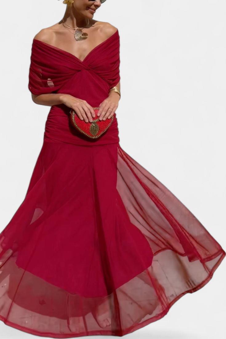 Camille |  Long floral dress with Belly Cover