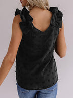 Solid Straps V-neck Jacquard Camisole