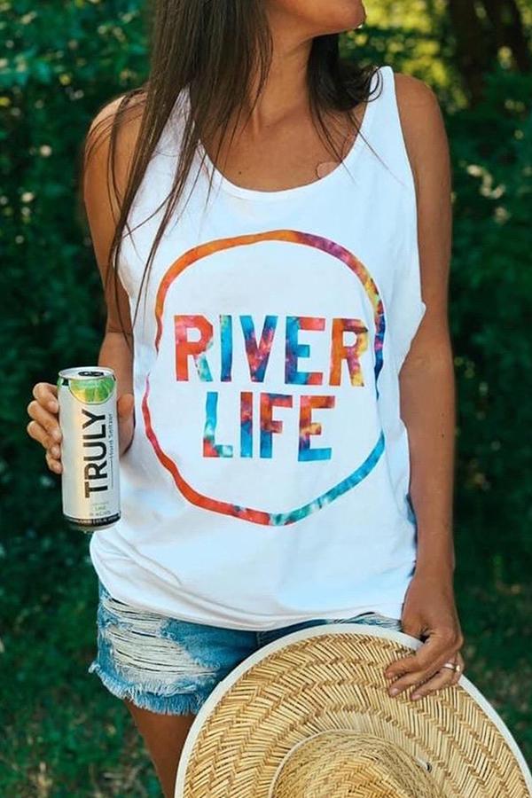 Color Letter Printed Vest
