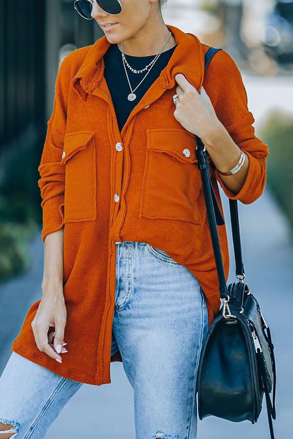 Stitching Casual Loose Single-breasted Mid-length Shirt