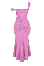 Sleeveless Corset Floral Jacquard Formal Party Mermaid Midi Dresses-Purple