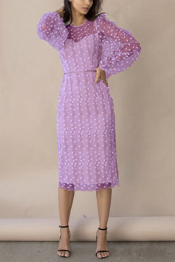 Embroidery Print Floral Mesh Women’s Elegant Party Dress