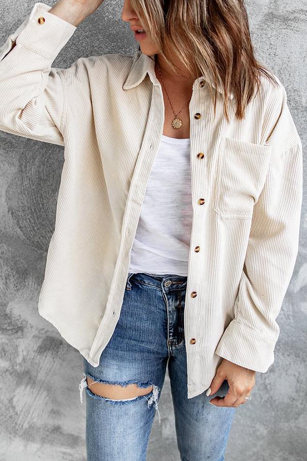 Solid Color Corduroy Shirt