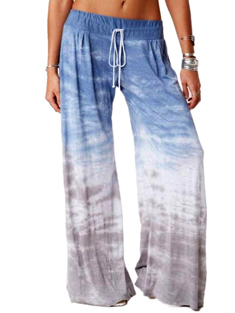 Loose Gradient Printed Yoga Wide Leg Sports Pants