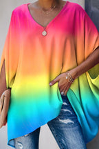 Printed Batwing Sleeve T-shirt