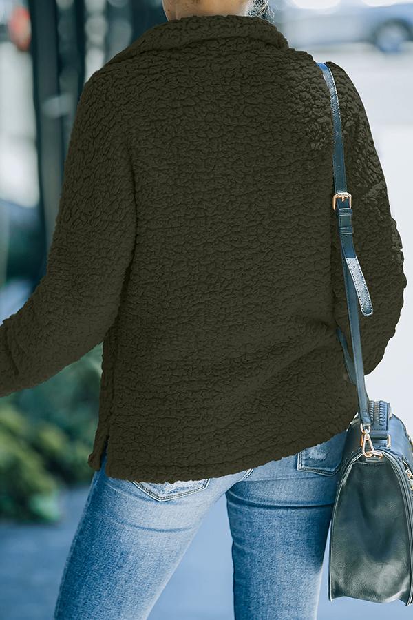 Faux Berber Fleece Zipper Hoodie