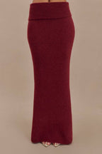 Charlotte Knit Ribbed Waist Fishtail Stretch Maxi Skirt