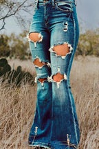 High Rise Distressed Flared Jeans