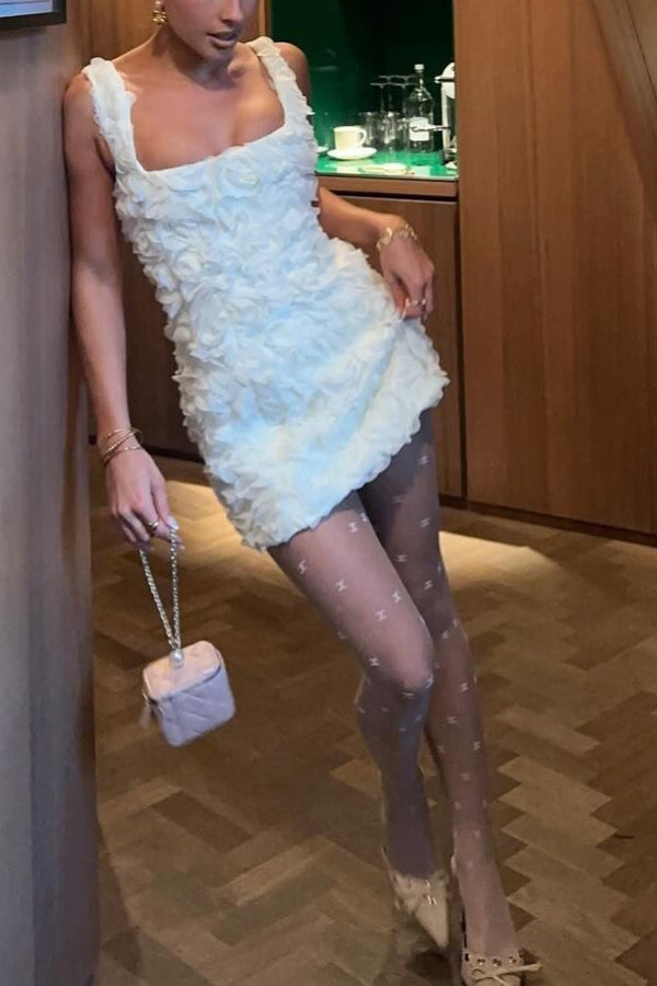 Cute Three-dimensional Flowers Camisole Gown Dress