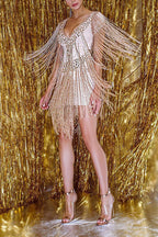 Layered Fringe Mini Dress