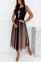 Chiffon Lace Midi Dress