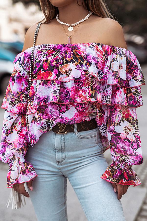 Floral Print Off-shoulder Top