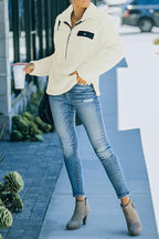 Faux Berber Fleece Zipper Hoodie